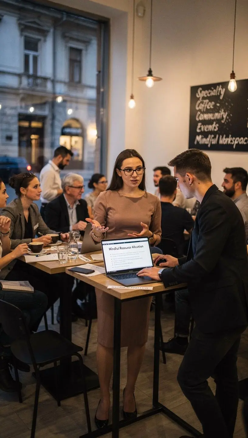 Imagine cu o echipă de experți în discuție, planificând strategiile de gestionare responsabilă a resurselor.